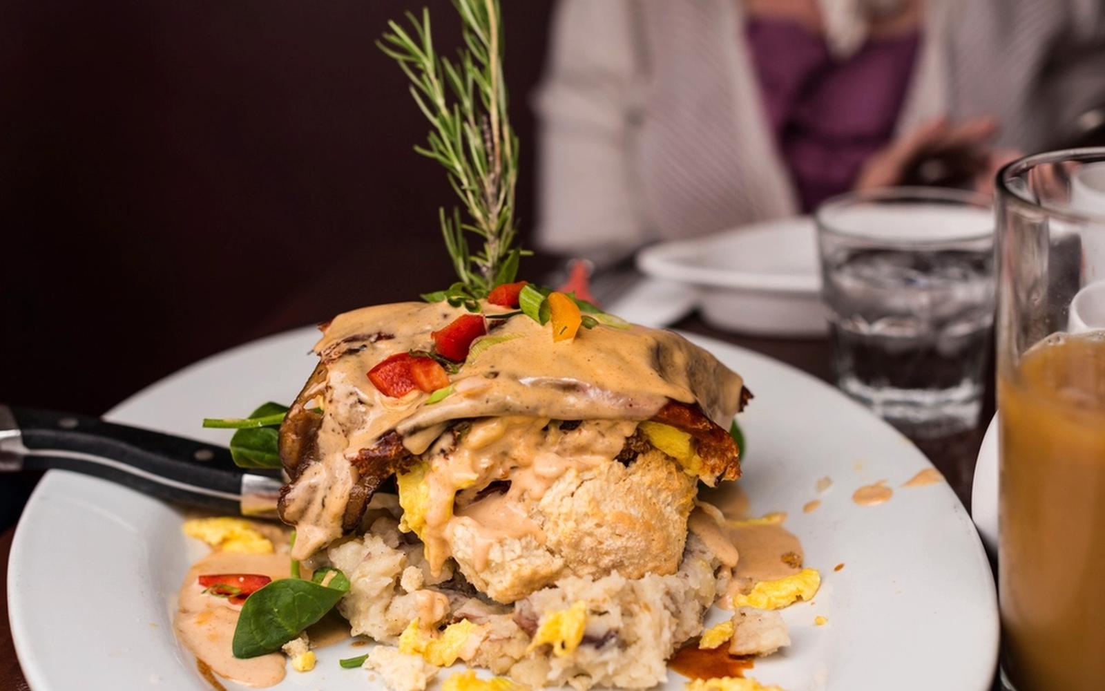 A plated brunch dish