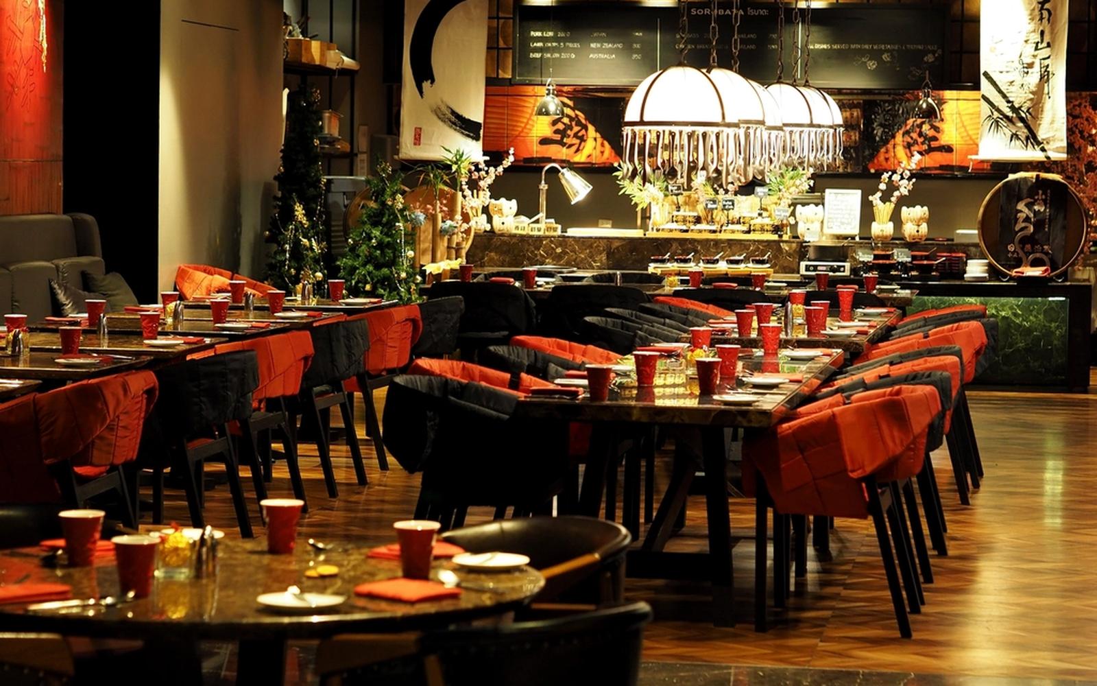 The dining room, laid for service