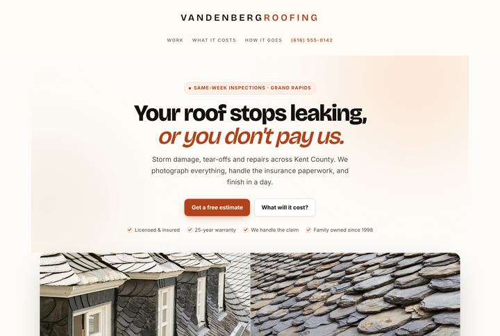 The Vandenberg Roofing demonstration site