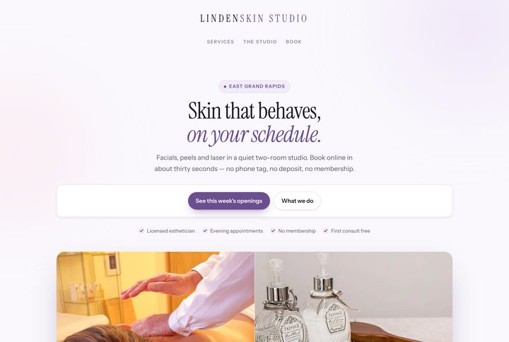 The Linden Skin Studio demonstration site
